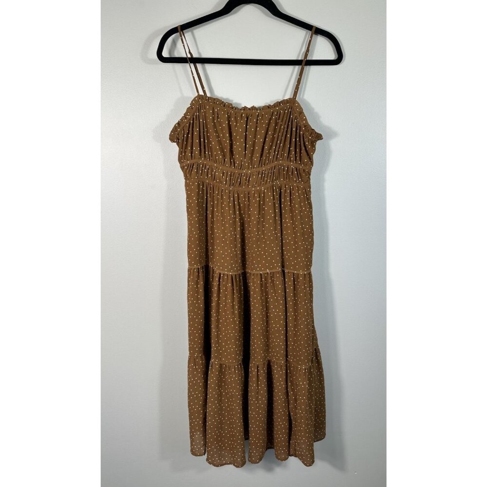 Madewell Size 6 Brown Polka Dot Midi Dress